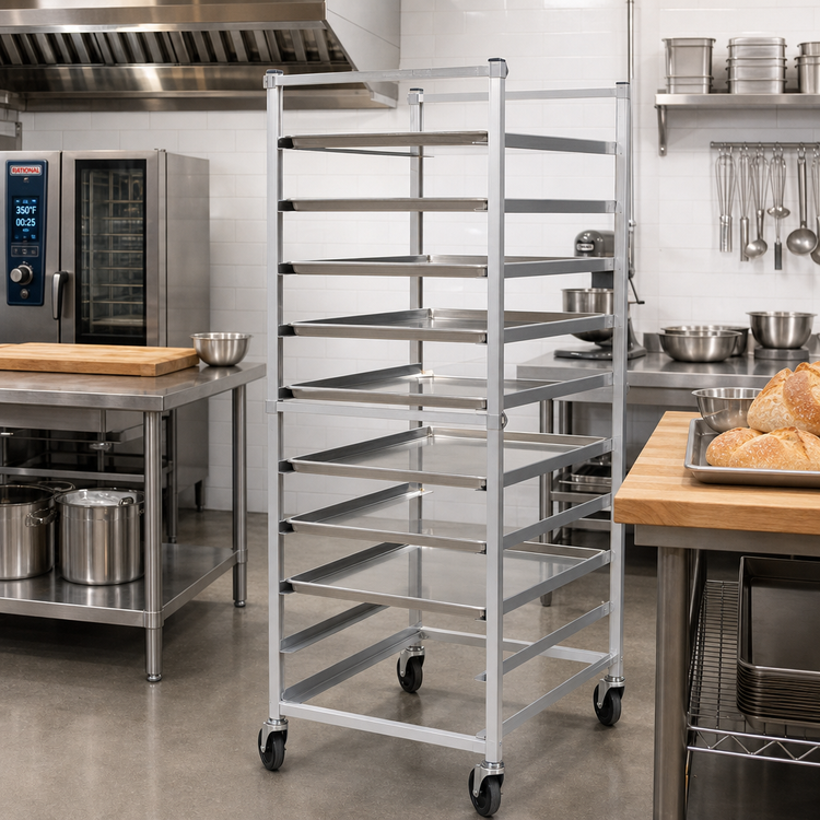 Product image #2 for Panco Mobile Full-Height Tray Utility Rack for 18 x 26 Trays, Open-Side, 24 Capacity