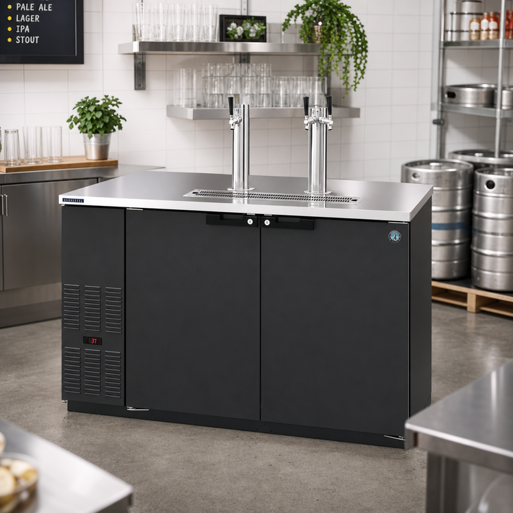 Product image #2 for Hoshizaki Two-Section Direct Draw Draft Beer Cooler with Side-Mount Self-Contained Refrigeration, 59-1/2 Inch, 2 Towers