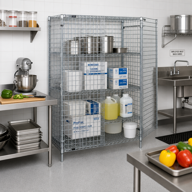 Product image #2 for Quantum 36 Inch Wide x 24 Inch Deep x 63 Inch High Stationary Chrome Wire Security Cage