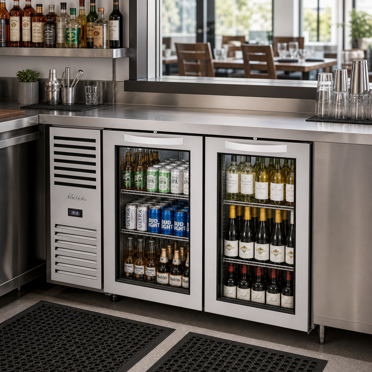 Product image #2 for True Premier Bar 36-Inch Pass-Thru Back Bar Cooler with 2 Glass Doors and Side-Mounted Self-Contained Refrigeration