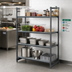 Thumbnail image #2 for Cambro Camshelving Basics Plus Stationary 4-Tier Solid Polymer Shelving Starter Unit, 21-Inch Deep x 48-Inch Long x 64-Inch High, Brushed Graphite