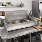 Thumbnail image #2 for Serv-Ware TR46-HC 46-Inch Refrigerated Countertop Topping Rail, 8 x 1/6 Pan Capacity, 304 Stainless Steel, 115V