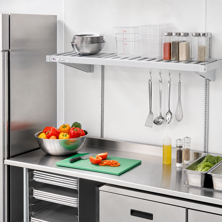 Product image #3 for New Age Adjust-A-Shelf T-Bar Wall-Mounted Aluminum Shelf, 54-Inch W x 24-Inch D, 1,500 lb. Capacity