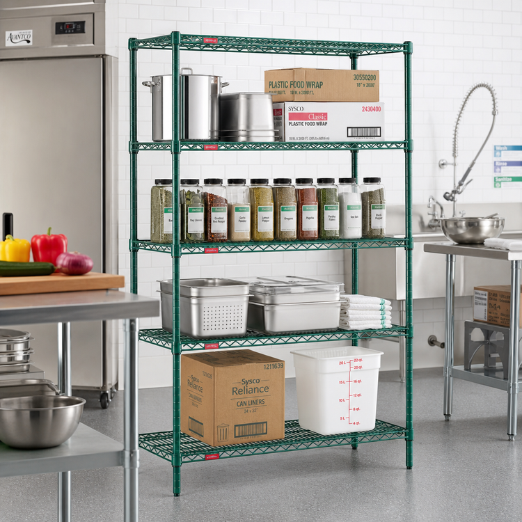 Product image #2 for Eagle Valu-Gard 4-Shelf Wire Shelving Starter Unit, 48 x 24 x 74 Inches, Green Epoxy