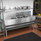 Thumbnail image #2 for Eagle Group Spec-Bar B5.5-3-R-19 Three-Compartment Underbar Sink with Right Drainboard, 66W x 19D x 37H, Stainless Steel