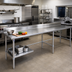 Thumbnail image #2 for John Boos Stallion 120-Inch x 36-Inch Stainless Steel Work Table with 5-Inch Backsplash and Safety Edge