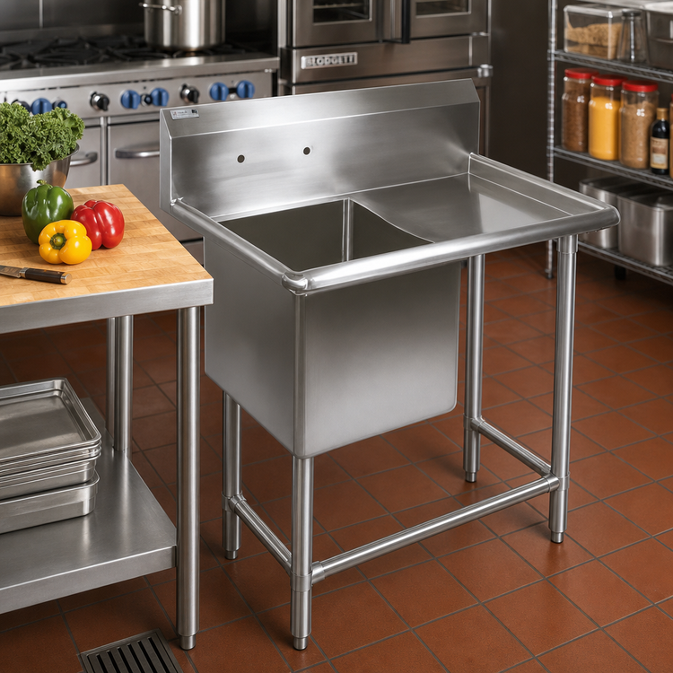 Product image #2 for John Boos Pro-Bowl 1-Compartment Sink with Right Drainboard, 16-Gauge Stainless Steel