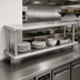 Thumbnail image #2 for Eagle 96-Inch W x 18-Inch D 304 Stainless Steel Pass-Thru Shelf with Overshelf