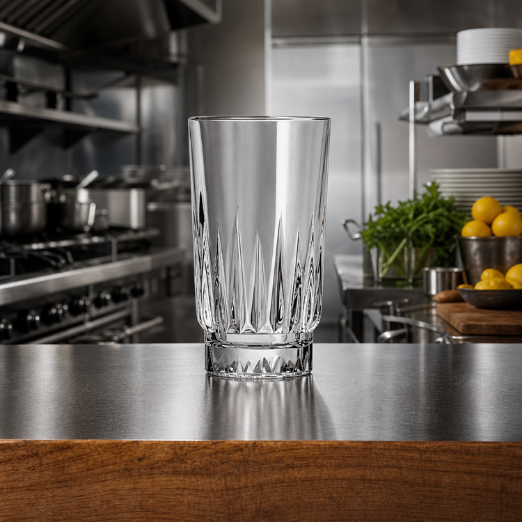 Product image #2 for Breckenridge 9 oz Clear Rim-Tempered Faceted Hi-Ball Glass