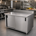 Thumbnail image #2 for Advance Tabco Special Value Series Enclosed Work Table with Cabinet Base, Mid-Shelf, Sliding Doors, and 16 Gauge 304 Stainless Steel Top, 84 x 24 Inches