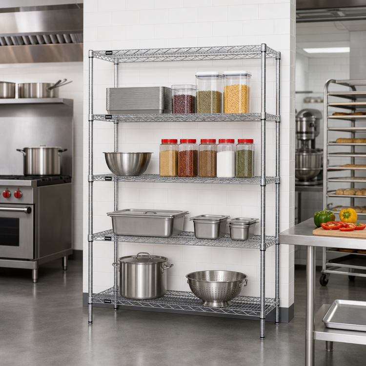 Product image #2 for Redipak 4-Tier Stationary Wire Shelving Unit, 36 x 18 x 63 Inches, Chrome Finish