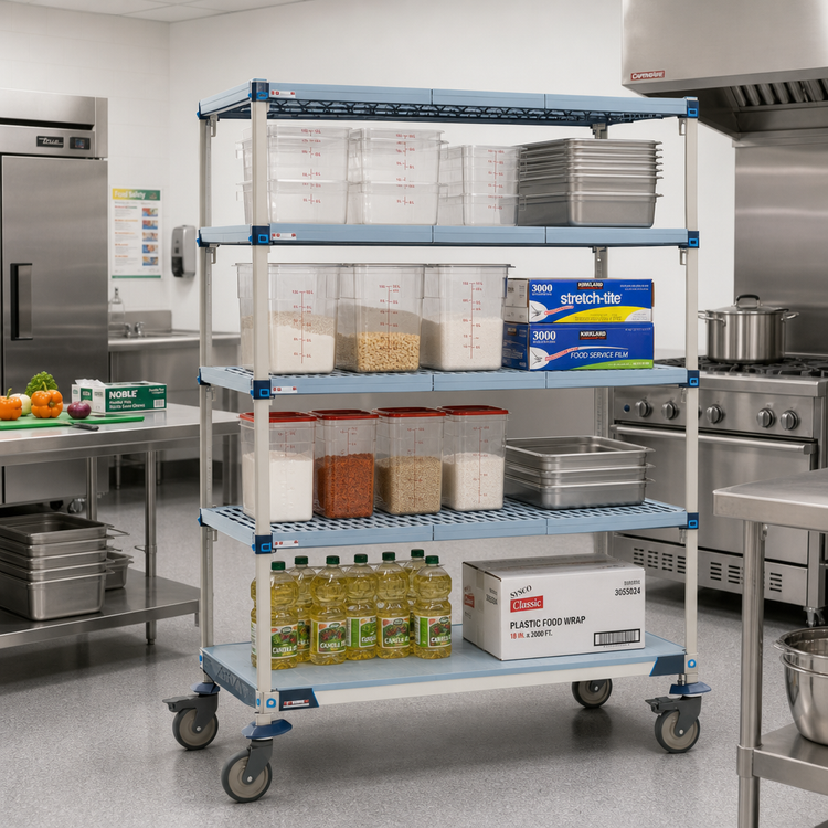 Product image #2 for MetroMax Q 5-Shelf Mobile Shelving Starter Unit with Casters, 60"W x 24"D x 80"H