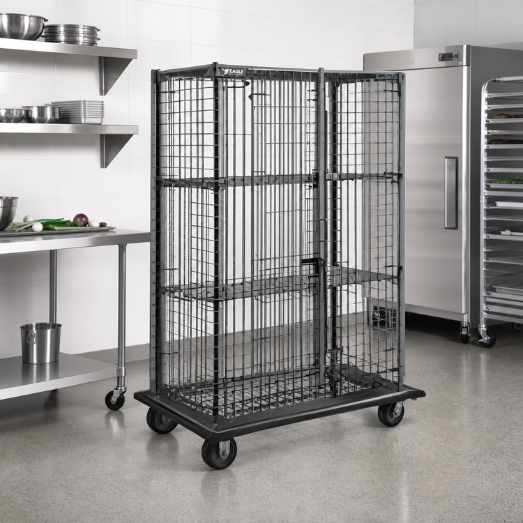 Product image #2 for Eagle Group QuadTruss Open Wire Security Cage with Dolly Truck, 52-7/8 Inches x 29-3/4 Inches x 69 Inches, Hybrid Epoxy Coated Finish