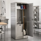 Thumbnail image #3 for John Boos PBJC-303084 30-Inch Stainless Steel Janitor Cabinet with Integrated 24-Inch Mop Sink, Service Faucet, and Lockable Louvered Doors