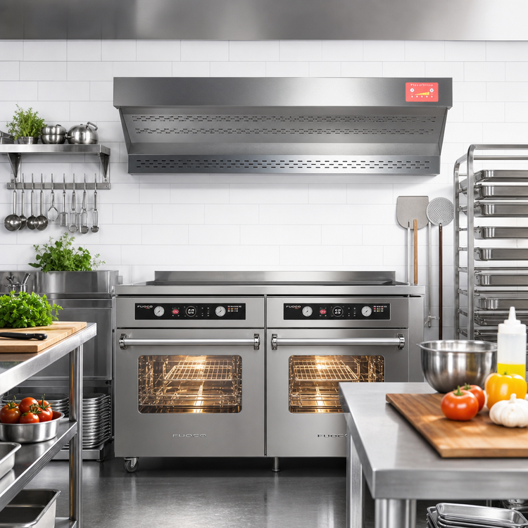 Product image #2 for Omcan Stainless Steel Hood for Single and Double Chamber Fuoco Series Units