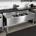 Thumbnail image #2 for BK Resources Slim-Line Three-Compartment Underbar Sink with Dual Drainboards and Faucet, 72 Inch Wide