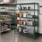 Thumbnail image #2 for Quantum WR54-1436P Wire Shelving Starter Unit, 36W x 14D x 54H, Stationary, 4 Shelves, Green Epoxy Finish
