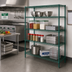 Thumbnail image #2 for Quantum Wire Shelving Starter Kit, 36W x 14D x 54H, Stationary, Green Epoxy Antimicrobial Finish