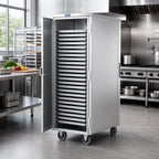 Thumbnail image #2 for Dinex DXP933 Aluminum Sheet Pan Transport Cabinet, 33-Pan Capacity, Non-Insulated, Fixed 1-1/2" Slides, 5" Casters