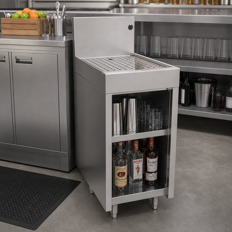 Product image #2 for Glastender 12-Inch Wide Freestanding Underbar Drainboard Cabinet with Open Front Base
