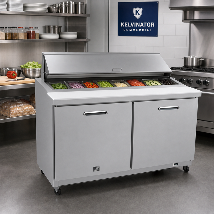 Product image #3 for Kelvinator Commercial Two-Section Refrigerated Sandwich/Salad Prep Table, 61-1/4 Inch, 16 x 1/6 Pan Capacity