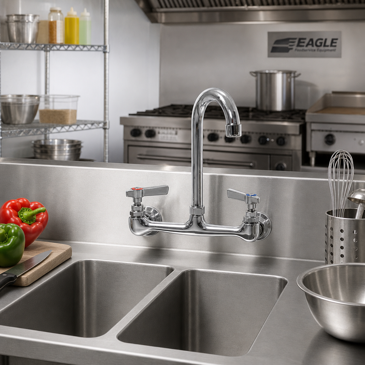 Product image #2 for Eagle Group Standard Splash-Mounted Gooseneck Faucet, 8-Inch Centers