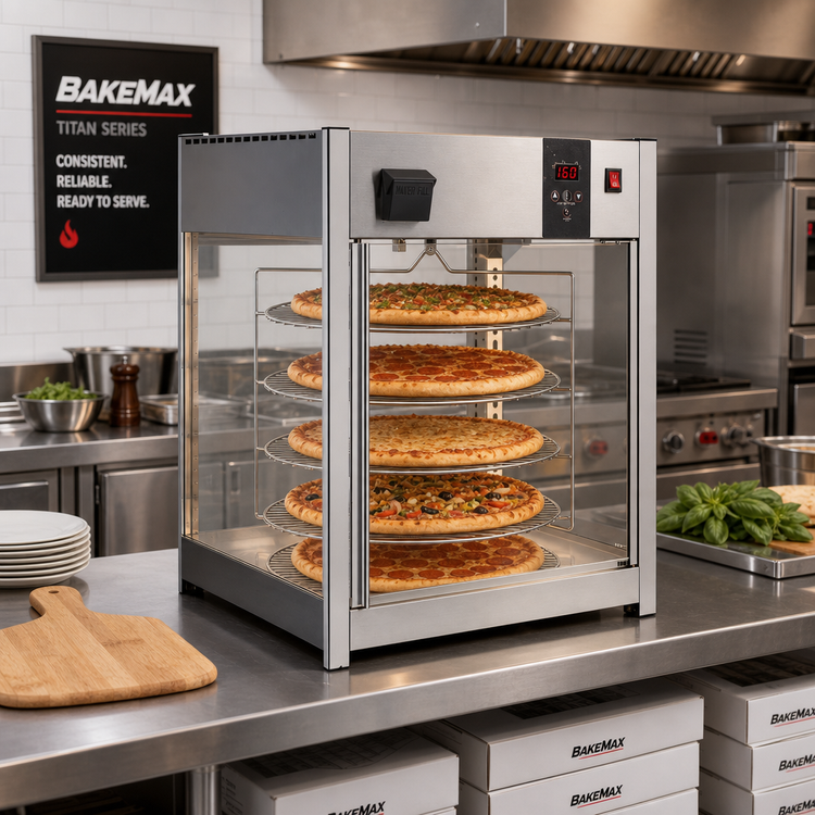 Product image #3 for BakeMax Titan Series Countertop Full-Service Pizza Warmer Display Case for 18-Inch Pizzas