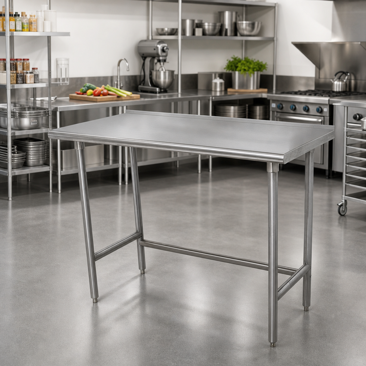 Product image #2 for Advance Tabco 72" x 30" Stainless Steel Work Table with Open Base and 1-1/2" Rear Up-Turn