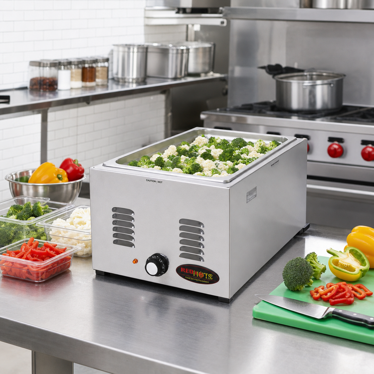 Product image #2 for RedHots Countertop Electric Food Warmer, 12 x 20 Pan Opening, Wet/Dry Operation, 120V