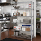 Thumbnail image #2 for Quantum WR54-2130S-5 Stationary Stainless Steel Wire Shelving Starter Kit, 30"W x 21"D x 54"H, 5 Shelves