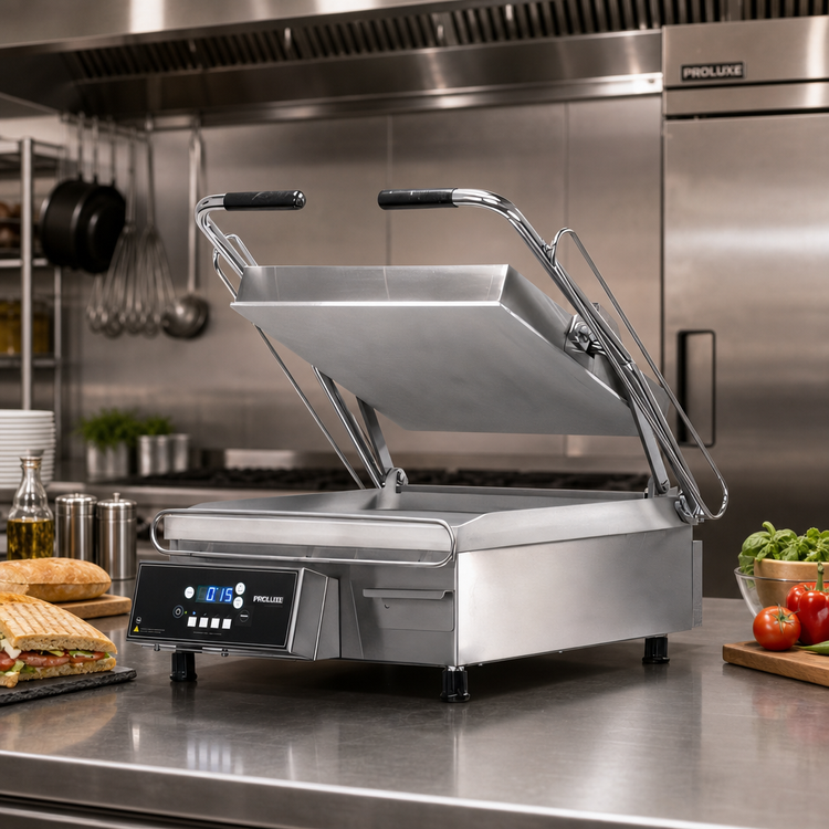 Product image #2 for Proluxe 12 x 12 Inch Countertop Commercial Panini Press with Adjustable Thickness and Digital Controls