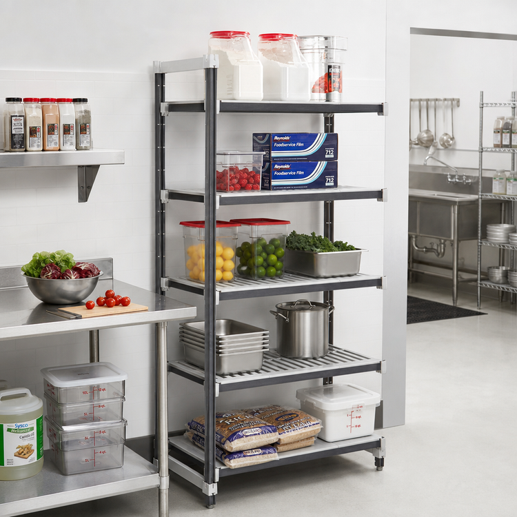 Product image #2 for Camshelving Elements XTRA 5-Shelf Stationary Add-On Polymer Shelving Unit, 24-Inch Deep x 36-Inch Wide x 84-Inch High, Vented & Solid, Speckled Gray