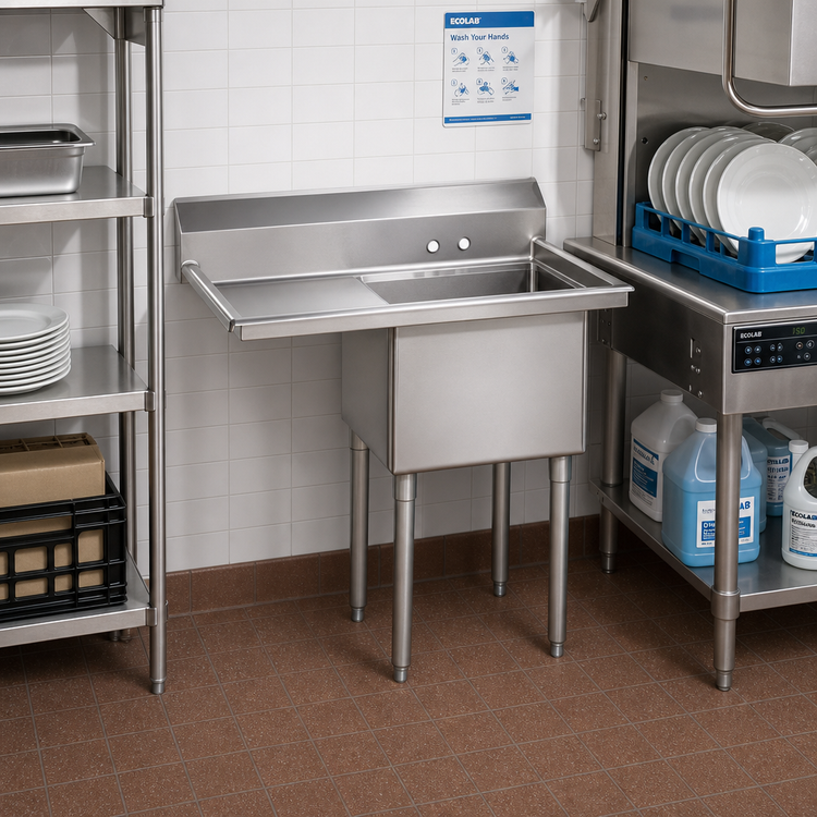 Product image #2 for Advance Tabco Special Value Series 1-Compartment Fabricated Sink with 18-Inch Left Drainboard, 16 x 20 x 12 Bowl