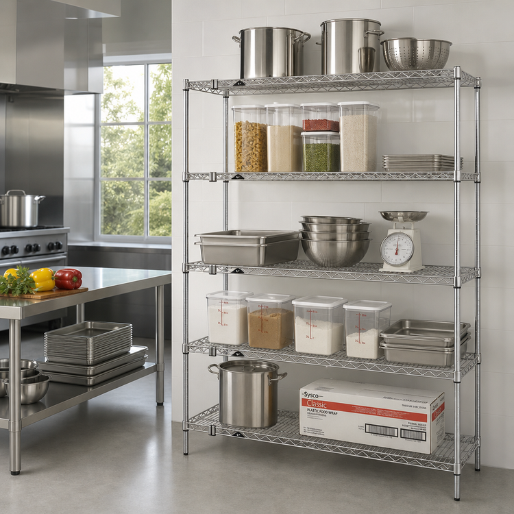 Product image #2 for Metro Super Erecta Add-On Wire Shelving Unit, 42W x 24D x 74H, 5 Shelves, Brite Finish