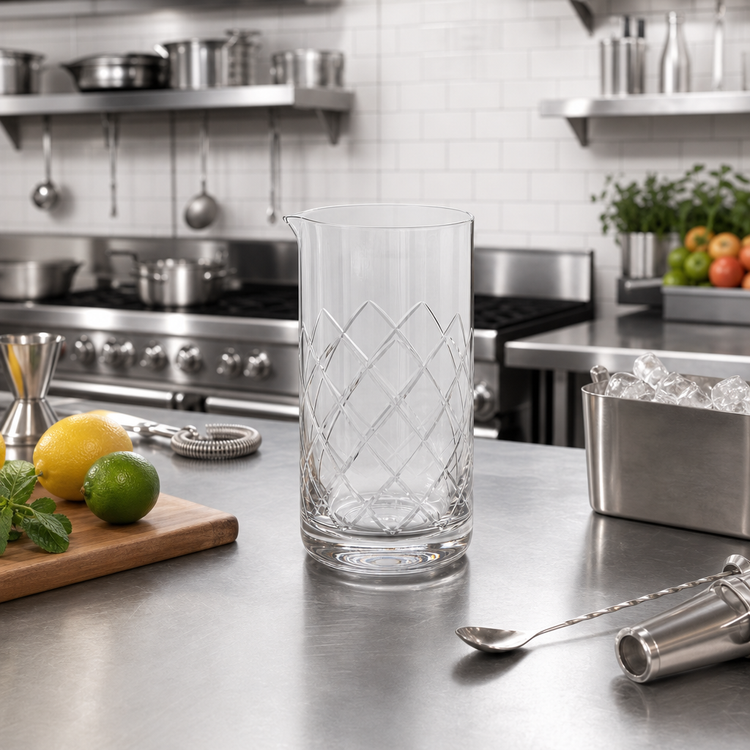 Product image #2 for 25 oz Clear Hand-Cut Diamond Mixing Glass