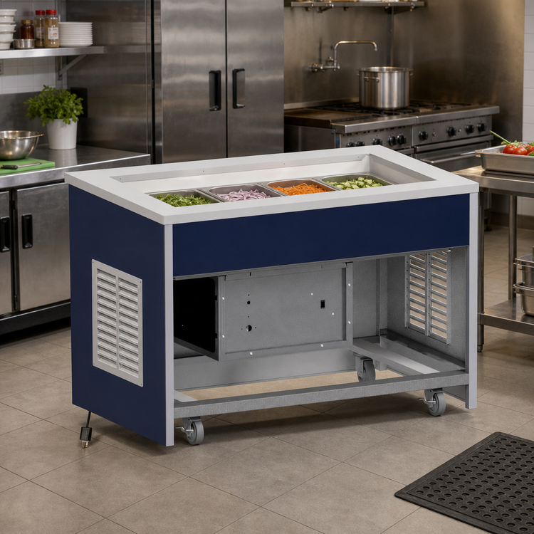 Product image #2 for Atlas Metal INFRM-4 64" 4-Pan Refrigerated Cold Food Unit with Open Cabinet Base