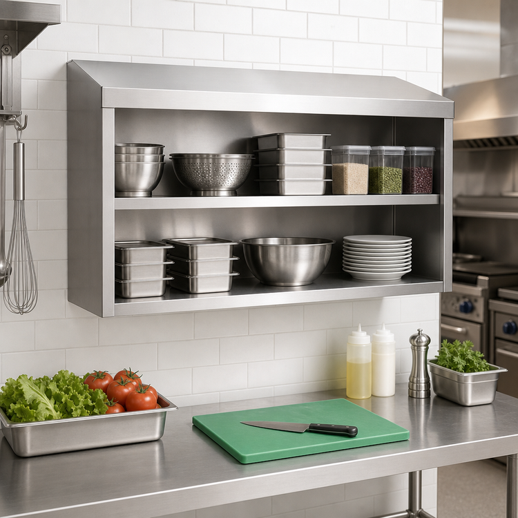 Product image #2 for Advance Tabco 60-Inch Wall-Mounted Open Front Stainless Steel Cabinet with Single Shelf