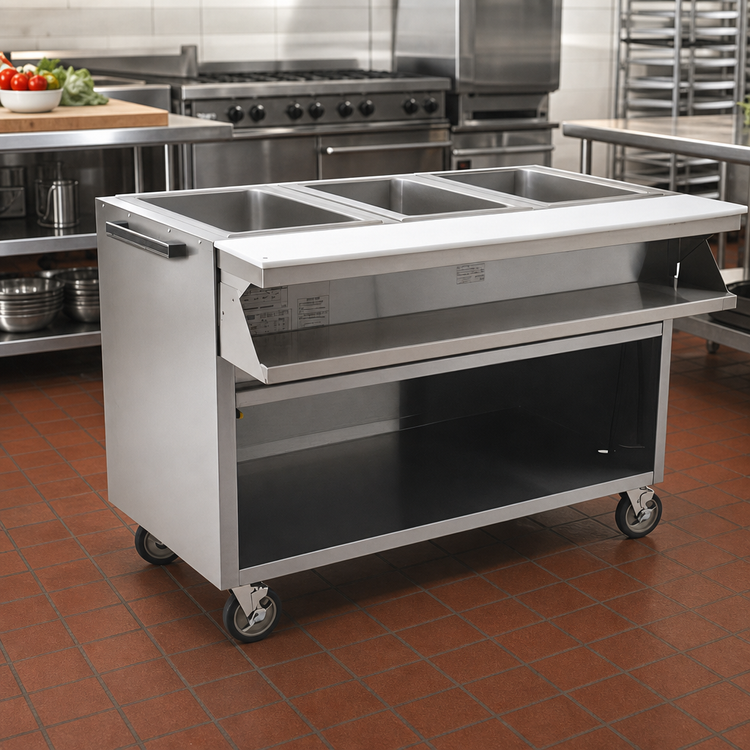 Product image #2 for Spec-Master SPHT4CB-208-3 Mobile 4-Well Electric Sealed Well Hot Food Table