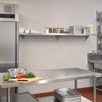 Thumbnail image #2 for Sapphire Manufacturing SMWS-16120 120-Inch x 16-Inch Wall-Mounted Stainless Steel Shelf, 18 Gauge, 400 Series