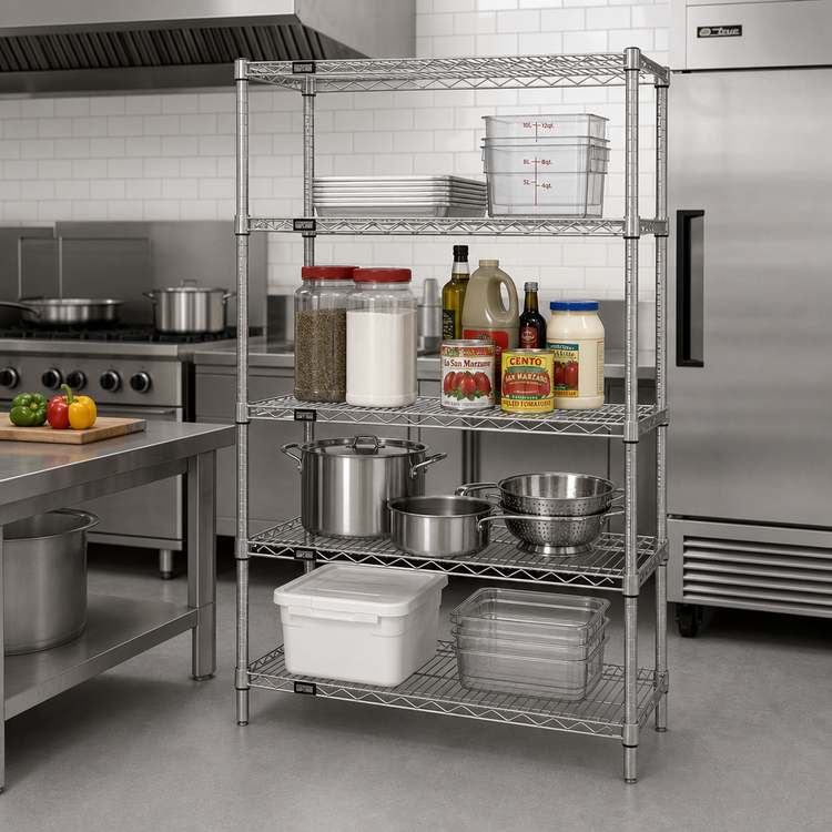 Product image #2 for Quantum 36" x 14" x 54" 4-Shelf Stationary Wire Shelving Starter Kit, 304 Stainless Steel