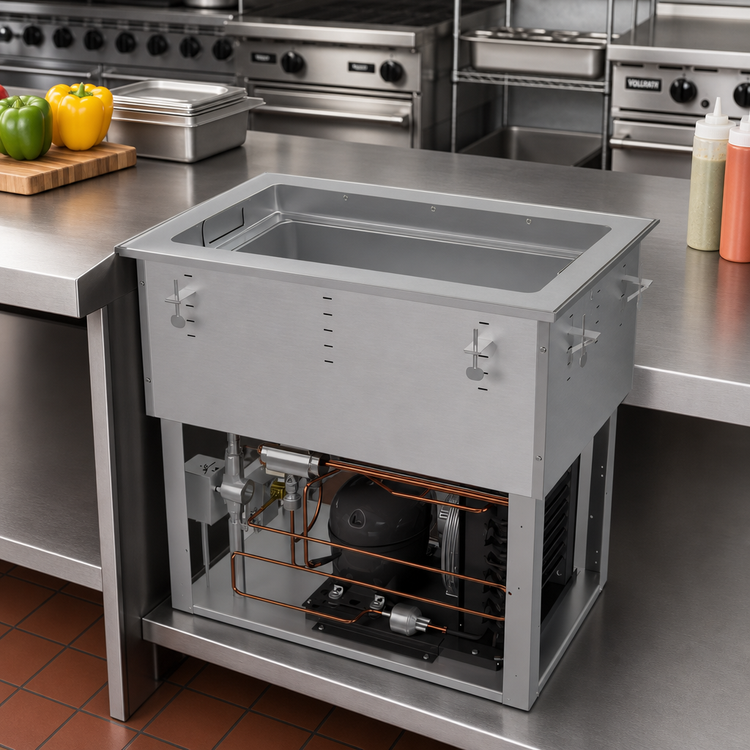 Product image #3 for Vollrath Hot/Cold/Frozen 1-Well Drop-In Food Well with Auto Drain and Flat Flange, 18 x 26 Inch, 120/208-240V