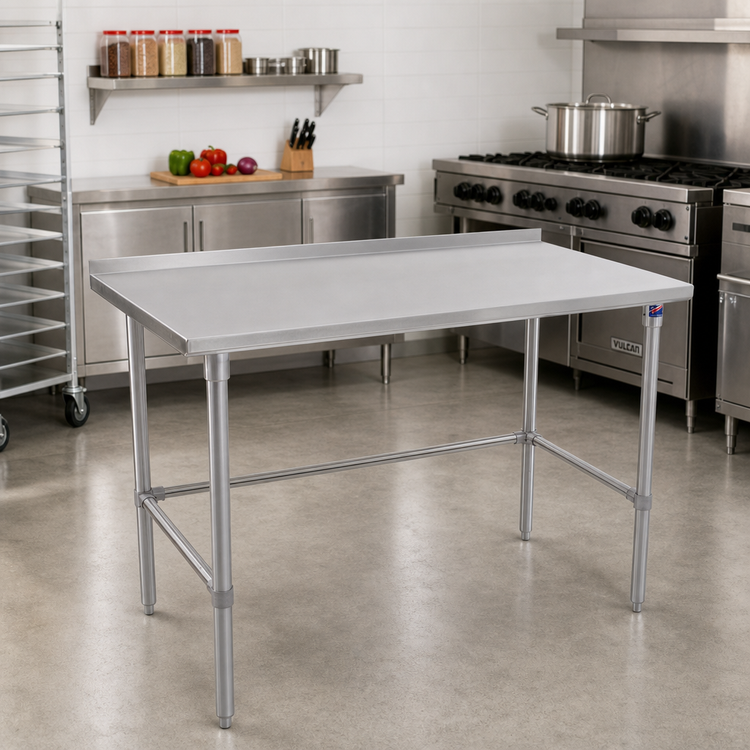 Product image #2 for John Boos Stallion 60 in. x 24 in. 16-Gauge Stainless Steel Work Table with 1-1/2 in. Rear Up-Turn and Safety Edge
