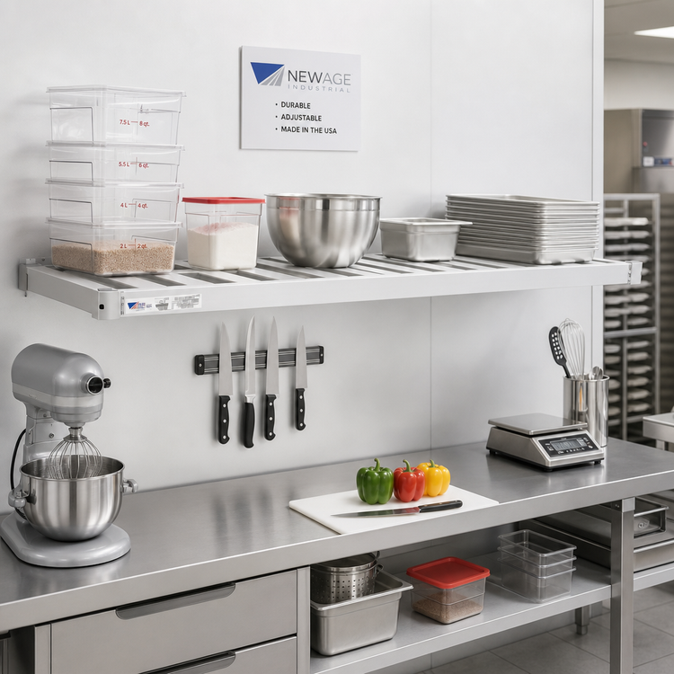 Product image #3 for New Age Adjust-A-Shelf T-Bar Wall-Mounted Aluminum Shelf, 72 Inches x 18 Inches