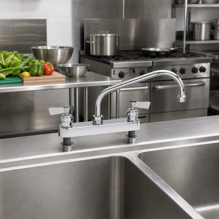 Product image #2 for Fisher Deck-Mount Manual Faucet with 6-Inch Swing Spout, 8-Inch Centers