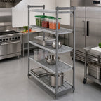Thumbnail image #2 for Cambro Camshelving® Basics Plus CBU184884V4580 4-Tier Stationary Starter Polymer Shelving Unit, 18 x 48 x 84 Inches, Vented, Brushed Graphite
