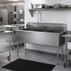 Thumbnail image #2 for Eagle Group 2136-2-18-16/4 Two-Compartment Utility Sink, 16-Gauge 430 Stainless Steel, 96-1/4-Inch Wide, Double 18-Inch Drainboards