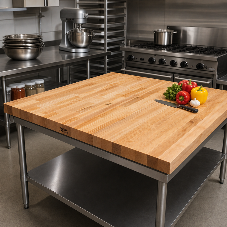 Product image #2 for John Boos 36 Inch x 36 Inch Edge Grain Maple Work Table Top, 1-1/2 Inch Thick, Penetrating Oil Finish