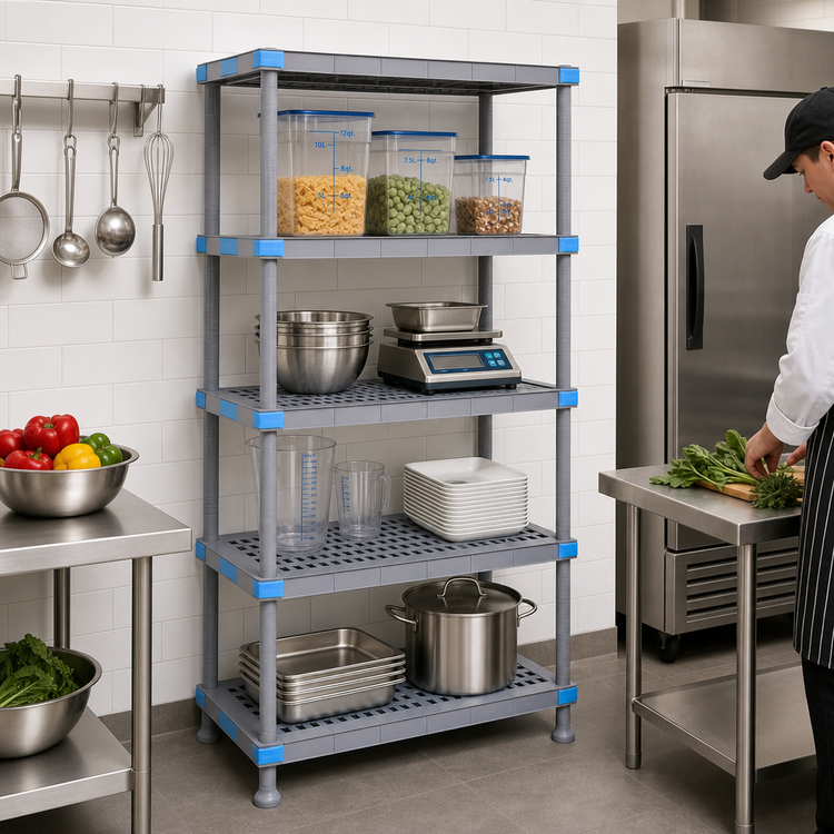 Product image #2 for Millenia 24"W x 24"D x 86"H Gray Polymer Stationary Starter Shelving Unit with 4 Shelves
