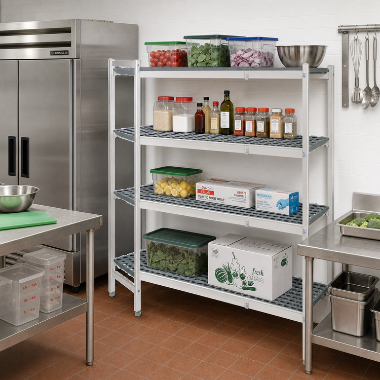 Product image #2 for Fermostock Modular 4-Tier Corner Expansion Shelving Unit Kit with Polymer Inserts, 31 x 14 x 83 Inches