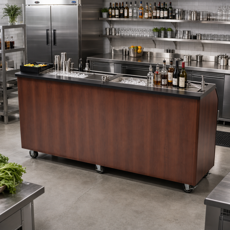 Product image #2 for FWE CB-8 Conventional Dual-Station Portable Bar, 95 Inch Wide, with Ice Bins